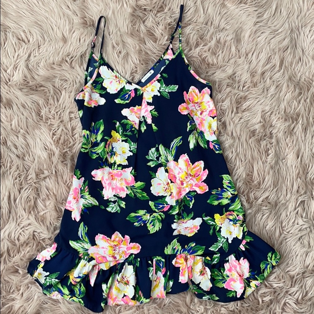 Navy blue floral dress